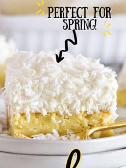close up of coconut cake with fluffy frosting