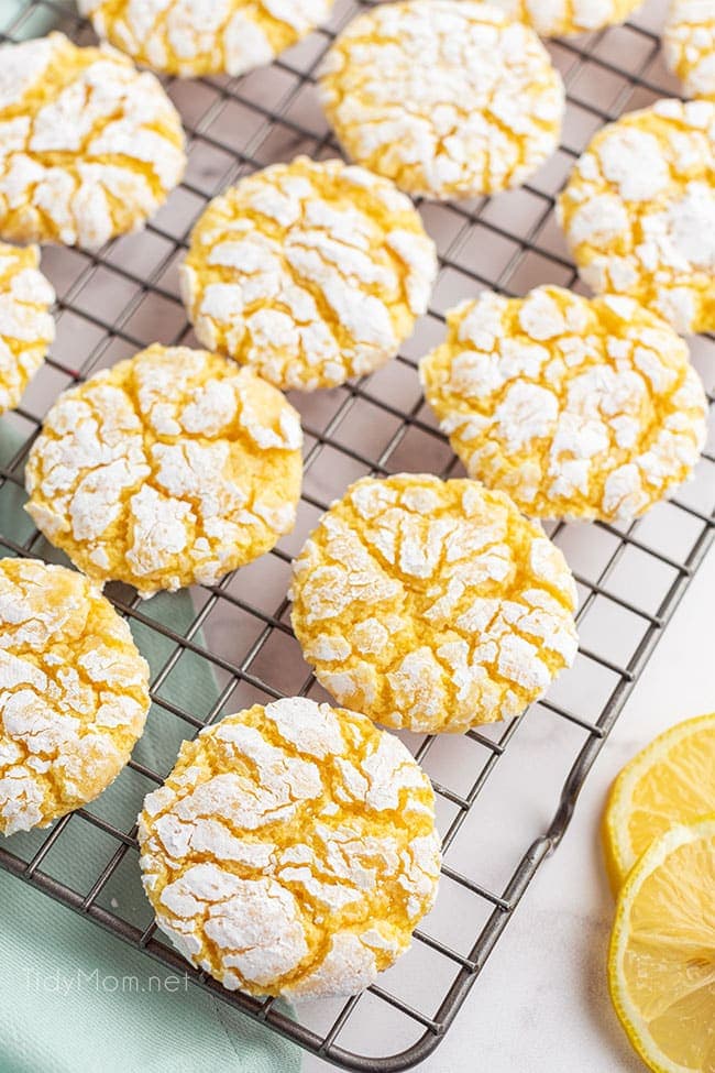 lemon cookies on a cooling rack