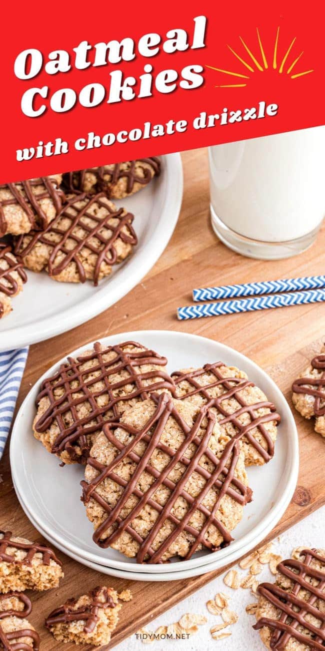 eggless oatmeal cookies on a plate with milk