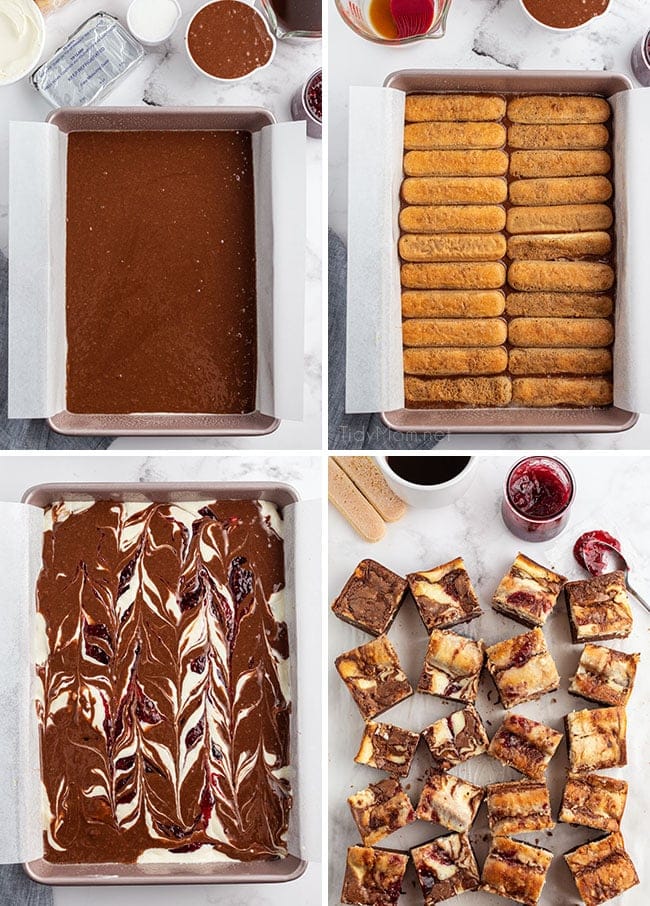 photo collage of how to make Tiramisu Brownies