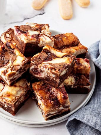 servings of Tiramisu Brownies on a plate