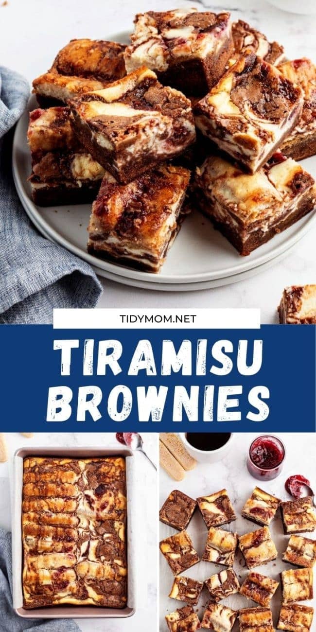 photo collage of Tiramisu Brownies