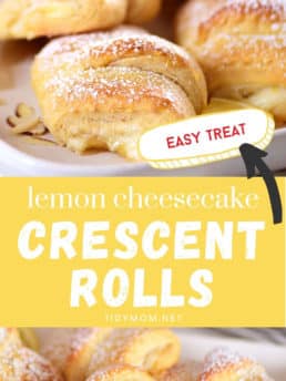 lemon cheesecake crescent rolls on white plates