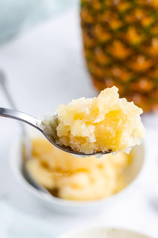Banana Pineapple ITALIAN ICE on a spoon
