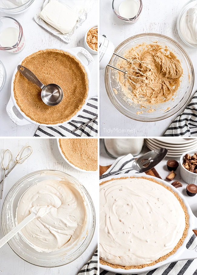 how to steps for making frozen peanut butter pie