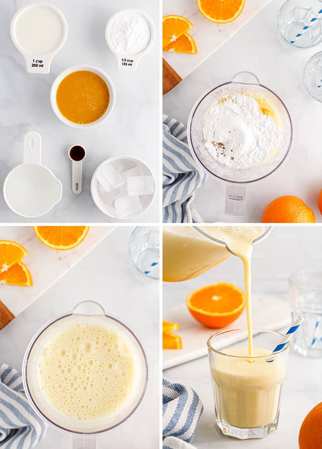 how to steps for making an orange julius in a blender