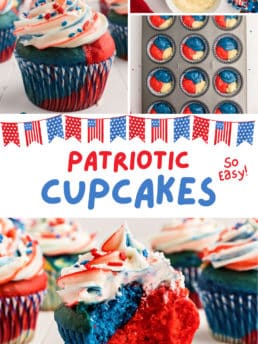 red white and blue cupcake collage