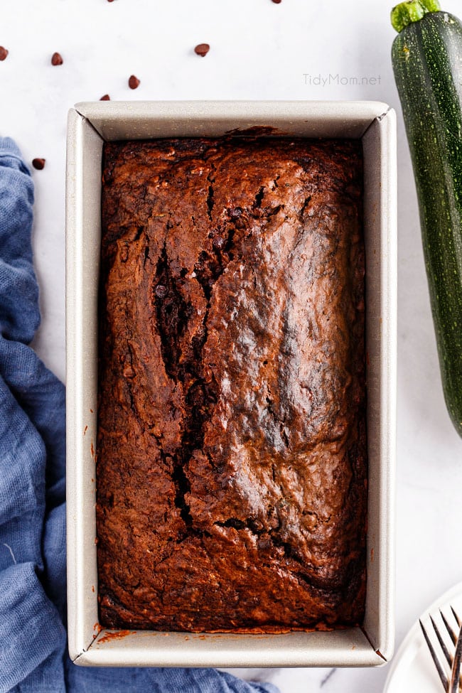 a pan of chocolate zucchini bread