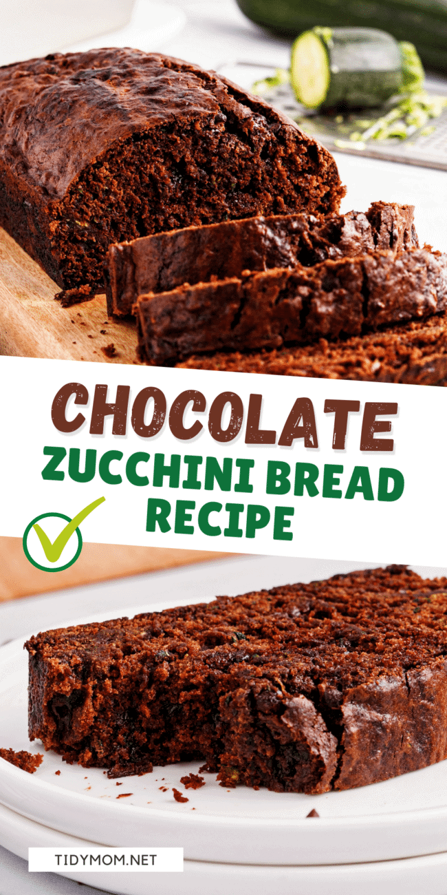 sliced chocolate zucchini bread photo collage