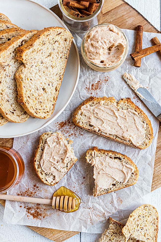 bread with homemade cinnamon honey butter