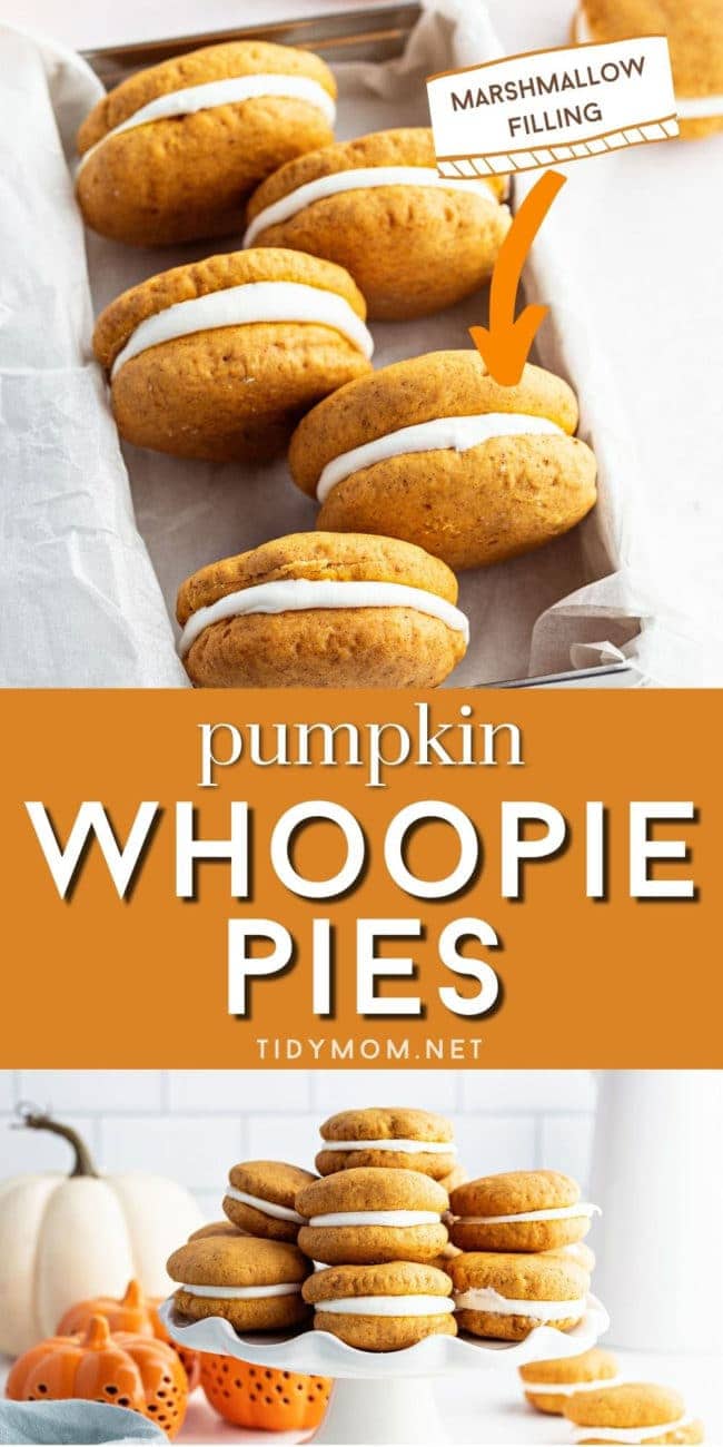 pumpkin whoopie pies on a counter