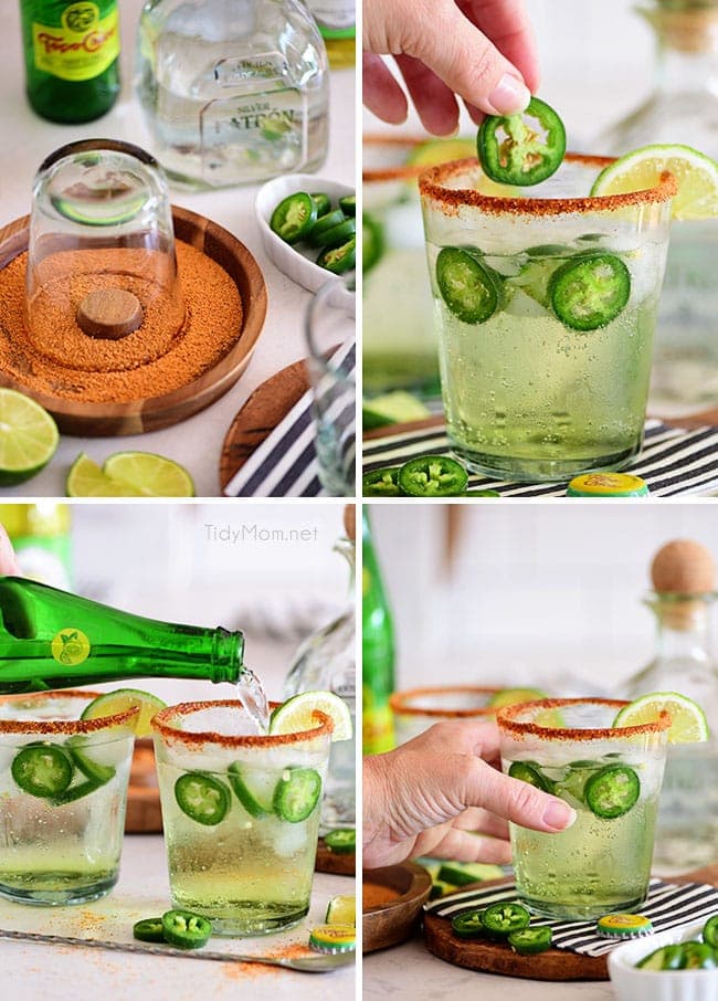 photo collage of how to make spicy ranch water