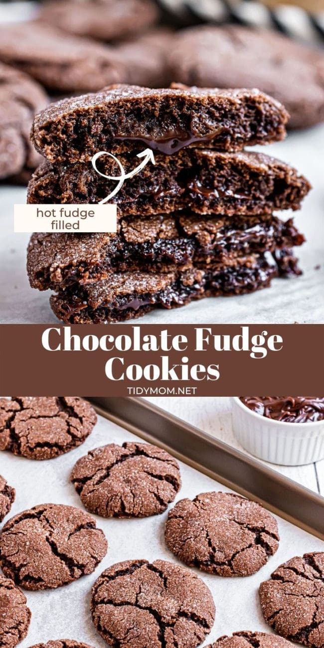 chocolate fudge cookies on baking sheet on the counter