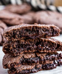 stack of chocolate lava cookies