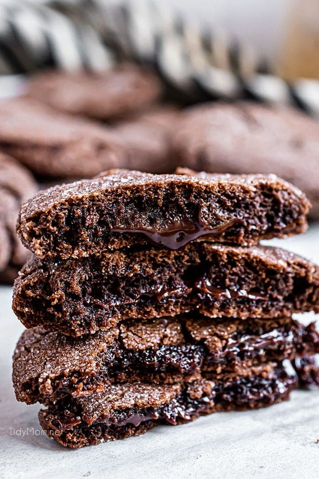 stack of chocolate lava cookies