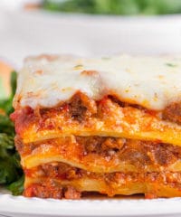 close up of Homemade Lasagna layers
