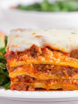 close up of Homemade Lasagna layers