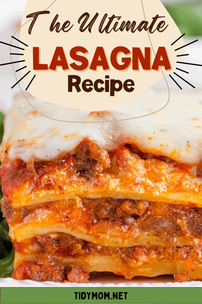 homemade lasagna layers close up