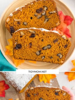 slices of pumpkin bread on a plate