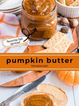 pumpkin butter in a jar and on a piece of bread