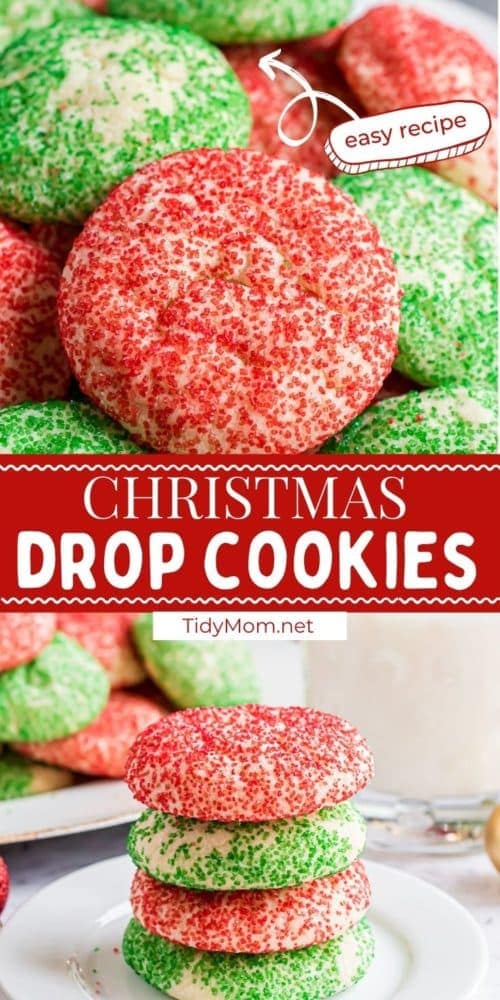 Easy Christmas Drop Sugar Cookies With Sanding Sugar - TidyMom®