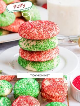 soft drop cookies decorated in Christmas colors