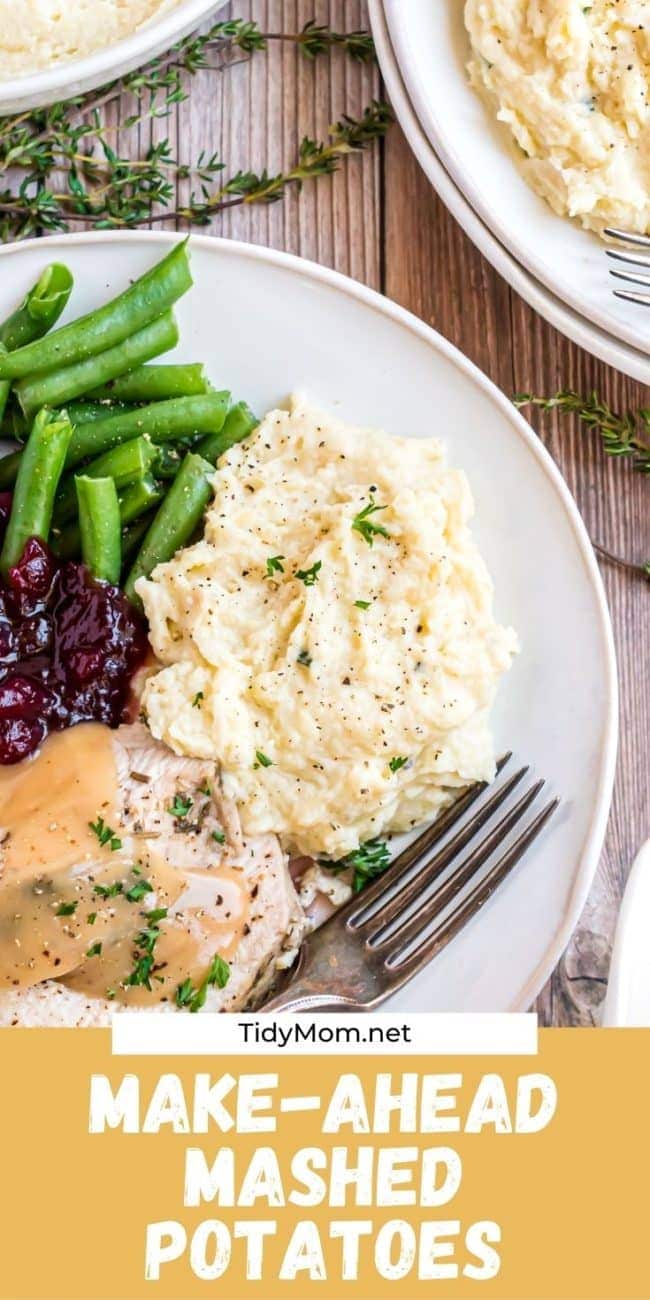 holiday plate of food with mashed potatoes