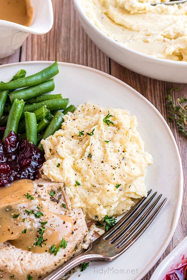 plate of food with mashed potatoes