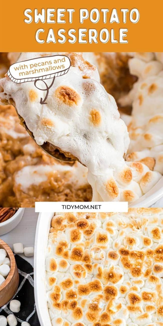 sweet potato casserole with canned yams and toasted marshmallows on top