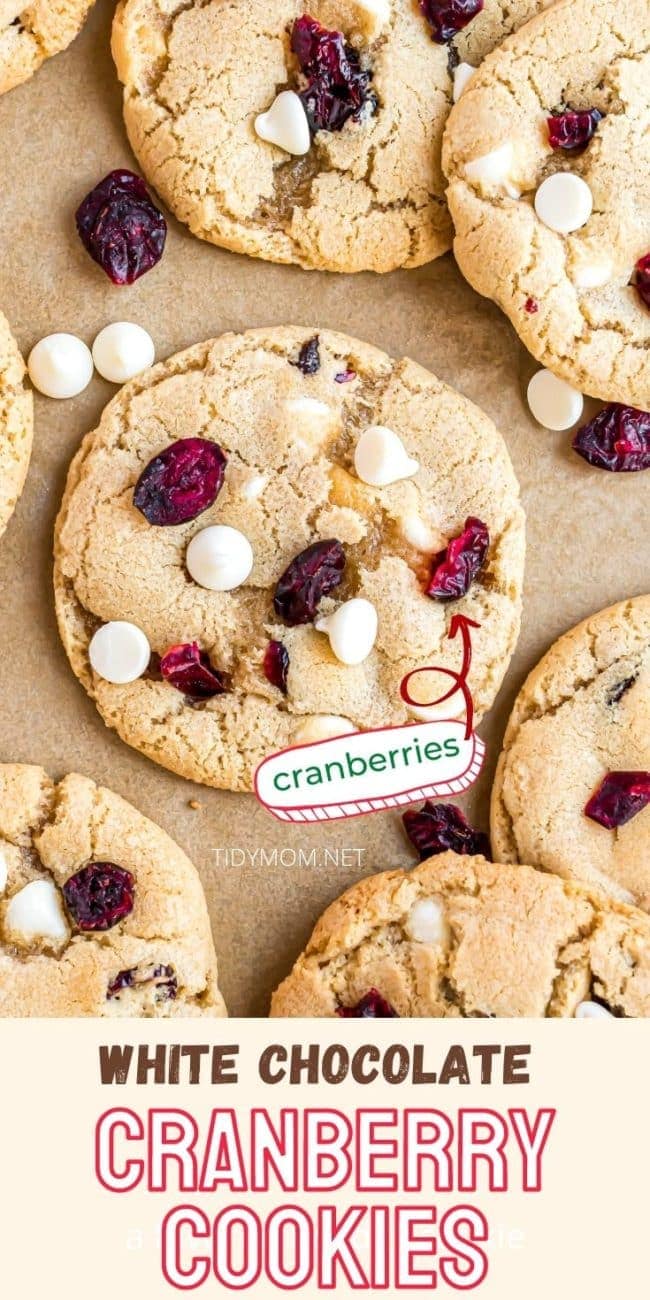 white chocolate cranberry cookies close up