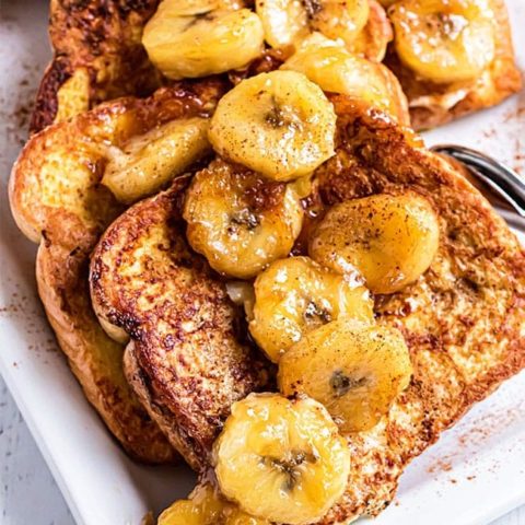 close up of banana french toast