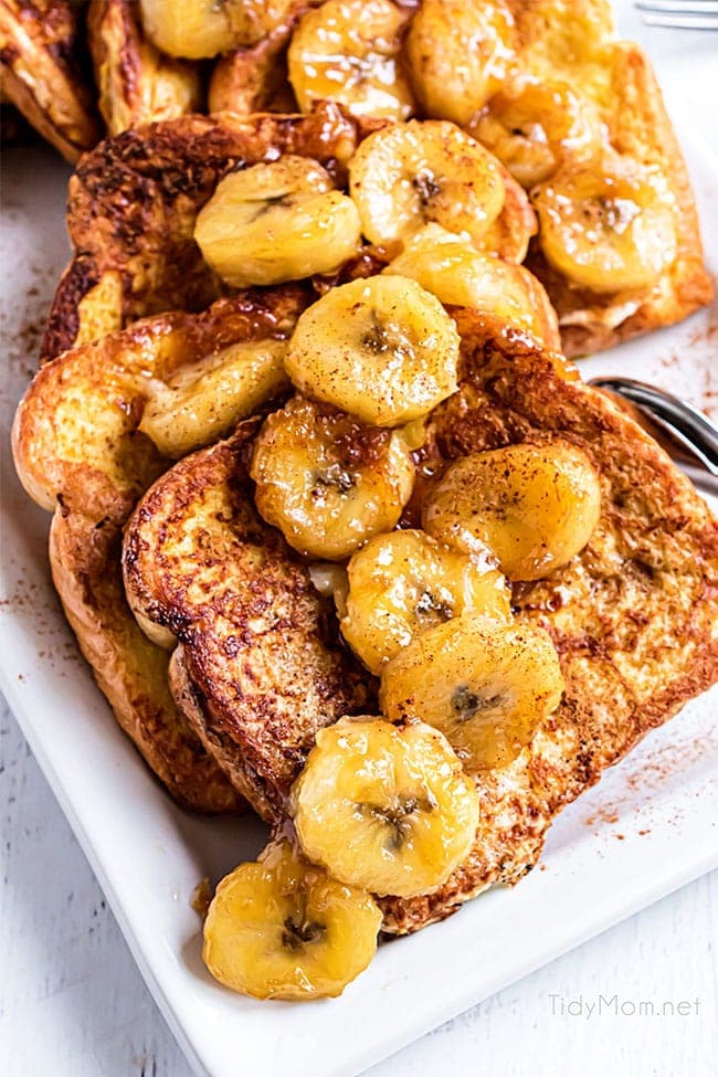 close up of banana french toast