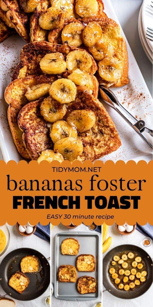 bananas foster french toast photo collage