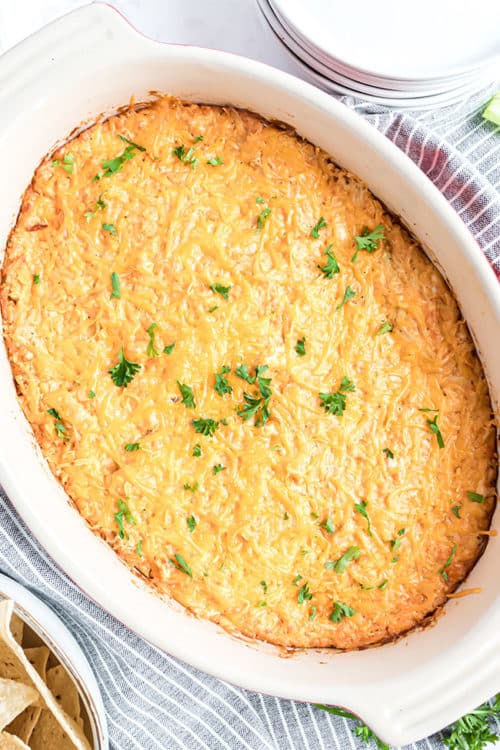 Easy Oven Baked Buffalo Chicken Dip (Rotisserie Chicken!) - TidyMom®