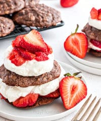 Homemade Chocolate strawberry shortcake with fresh berries