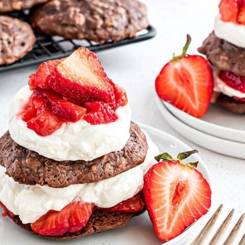 Homemade Chocolate strawberry shortcake with fresh berries