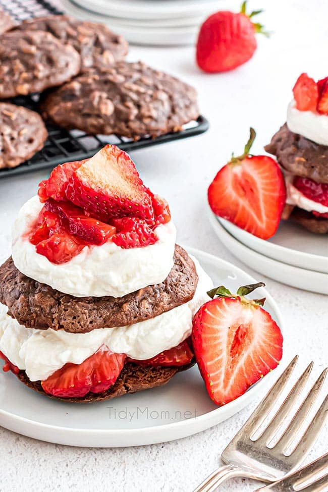 Homemade Chocolate strawberry shortcake with fresh berries