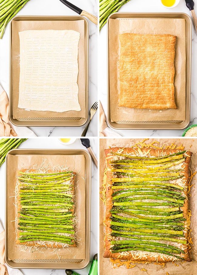 how to make Asparagus tart with gruyere cheese photo collage