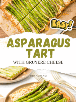 Asparagus gruyere tart photo collage