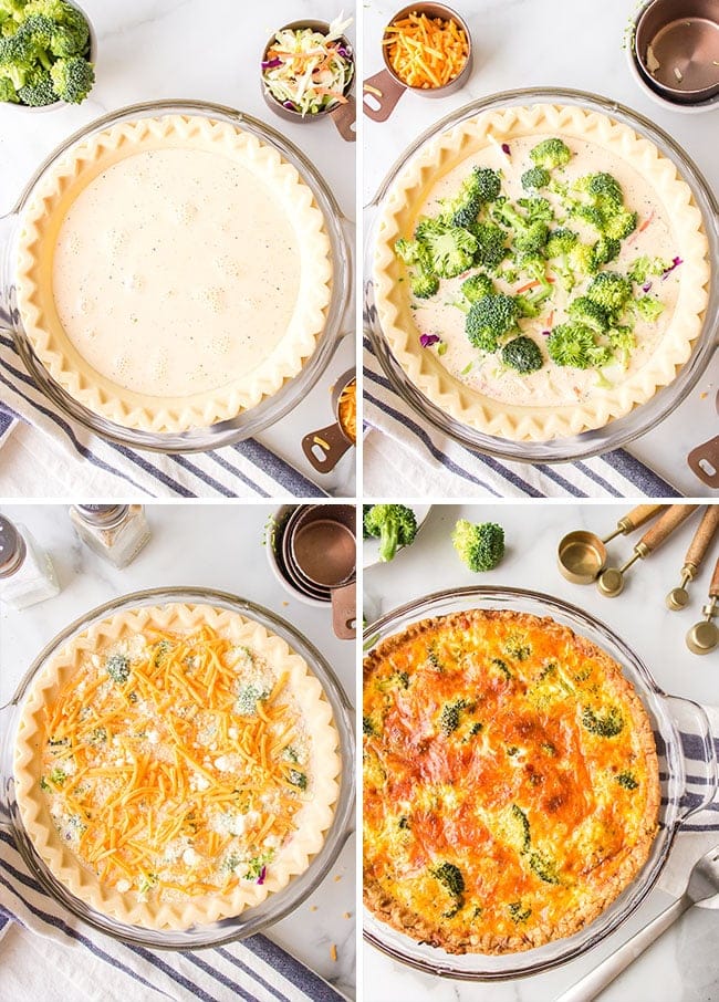 how to make broccoli cheddar quiche with frozen pie crust photo collage