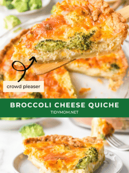 Easy Broccoli cheddar quiche photo collage