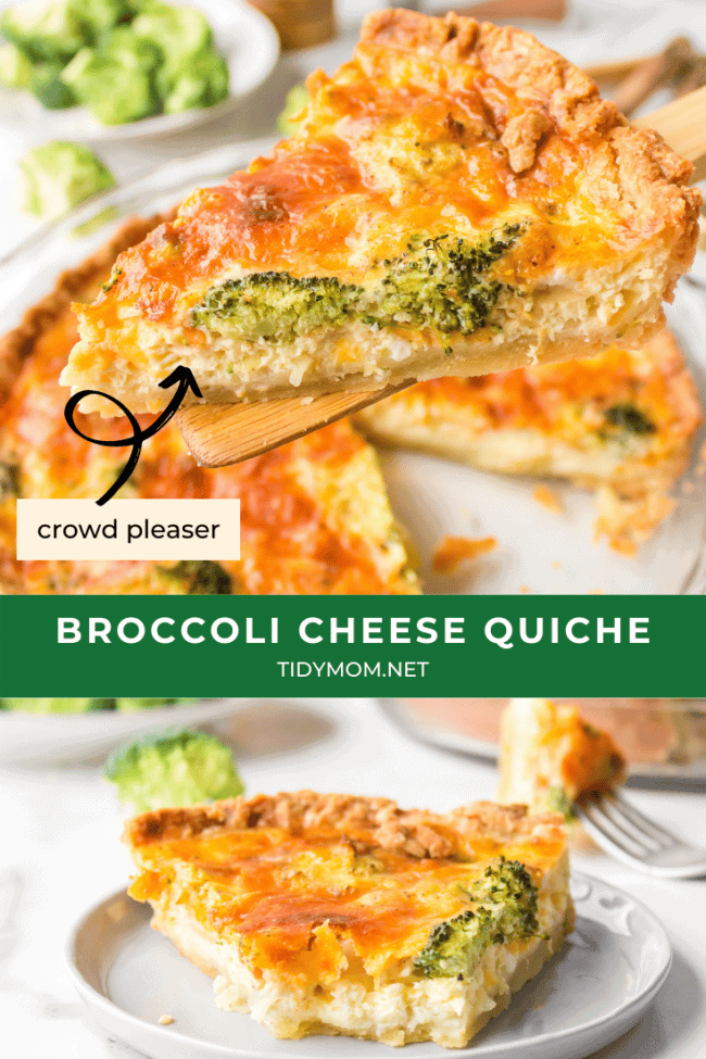 Easy Broccoli cheddar quiche photo collage