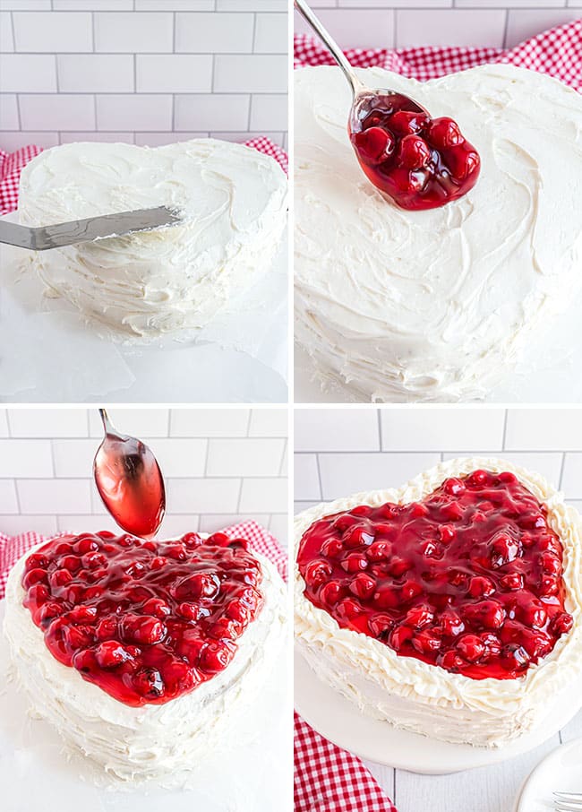 how to decorate heart shaped cherry cake photo collage