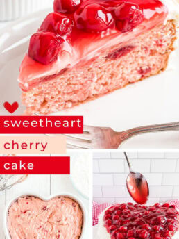 heart cherry cake photo collage