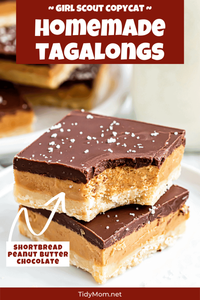 Homemade Tagalong cookie bars on a white plate