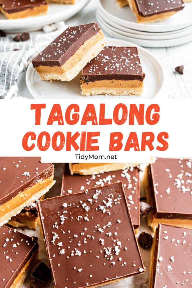 Homemade Tagalong cookie bars on a plate