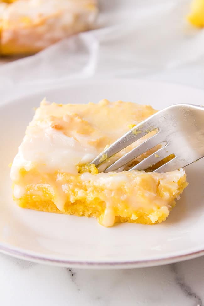 fork cutting into a Lemon Brownie