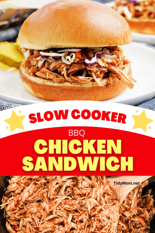 Slow Cooker Pulled Chicken on a bun
