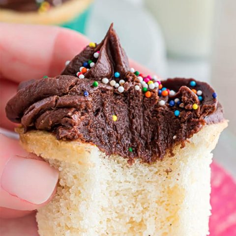 vanilla cupcakes with chocolate frosting