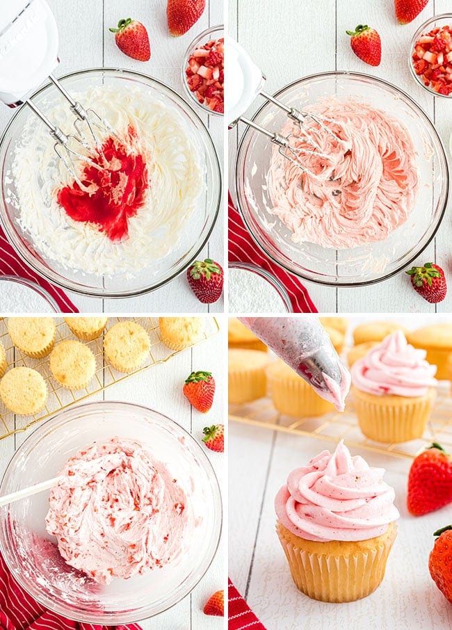 how to make fresh strawberry frosting photo collage
